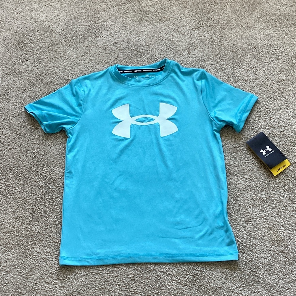 Under Armour Aqua Blue Tee with White Logo